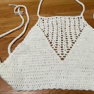 NWOT White Crochet Halter Top